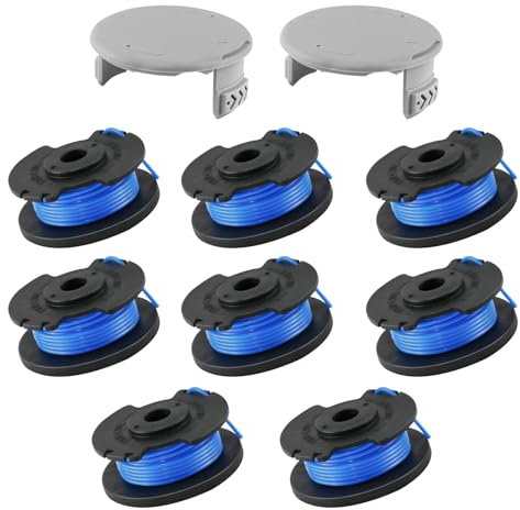 Cragmut String Trimmer Replacement Spool for Ryobi One+, 0.065” Strimmer Spool Compatible with Ryobi 18V 24V 40V Cordless Trimmers, Includes 8 Spools & 2 Covers