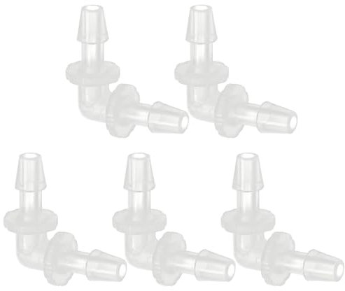 PATIKIL Coude à 90 degrés en Plastique pour Tuyau barbelé de 3/16, Lot de 5 Raccords en L pour Tuyau barbelé, Carburant, gaz, Liquide, air