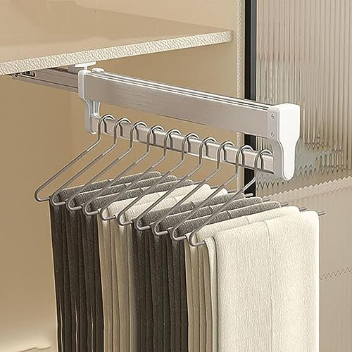 Supporto per Abiti Regolabile - Supporto per Pantaloni e Cappotti, Asta Appendiabiti Estraibile, Asta Estensibile per Armadio 30-80 cm, Asta Appendiabiti per Armadio, Carico 25 kg