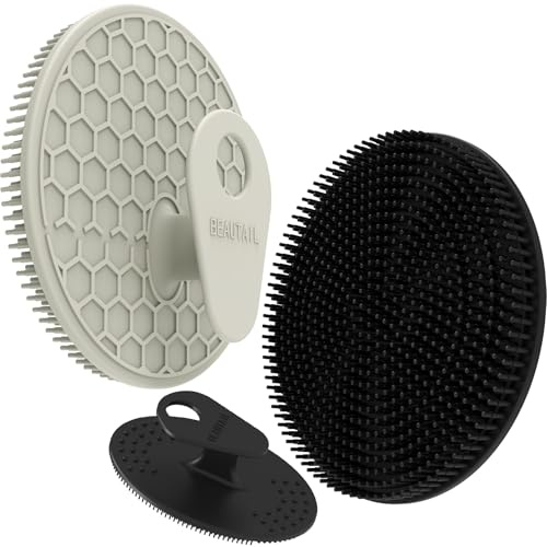 BEAUTAIL - Set di 3 spugne esfolianti in silicone per corpo e viso, per la doccia e il bagno, spazzola esfoliante delicata per donne e uomini, per pelli sensibili, più igienico rispetto alla luffa