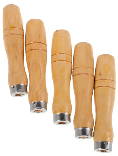 Mango de Lima de Madera Ergonómico, 5 Piezas, 11, 3cm, Khaki | Agarre Cómodo, Mejor Control, Resistencia al Impacto, para Lima y Herramienta de Corte