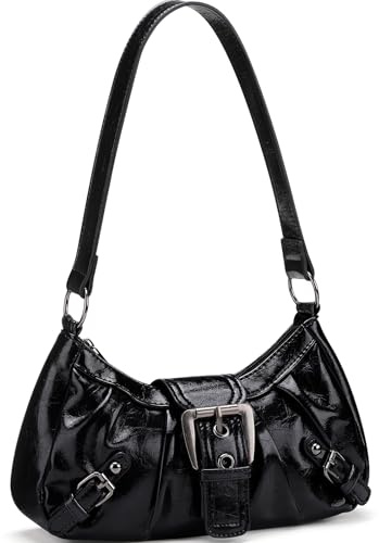 WantGor Frauen Schultertasche Clutch Tote Taschen Top Griff Tasche Reißverschluss Vintage Handtasche Schnalle Punk Hobo Taschen Trendy Unterarmtasche