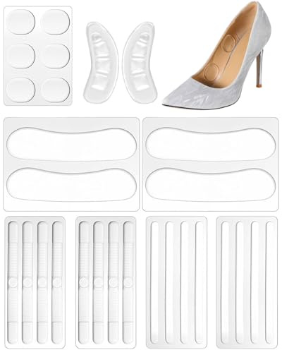 FUGLUS 28 Stück Anti-Rutsch High Heel-Kissen aus Silikon, Schuhriemengriff & Gel-Schutzstreifen Mit Vorfußpolster，für Slingbacks, Sandalen, Sport-Sneaker Damen Herren (Fußstütze Pad)