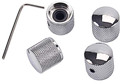 Gd123a Metall Knopf für E Gitarre und Bass, Lautstärke Ton | Silberfarben, mit Sechskantschrauben und Arretierung, Passgenaues Zubehör für Instrumente