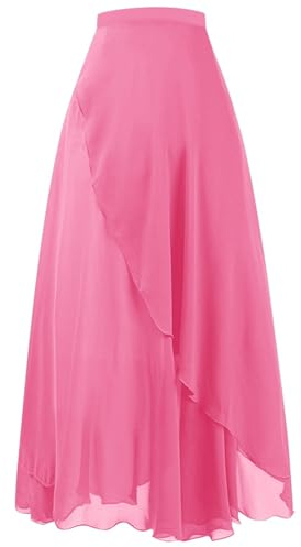 Damen Langer Ballett-Wickelrock aus Chiffon - Eleganter Tanz-Rock zum Binden | Asymmetrischer Rock für Ballett, Tanz und Gymnastik