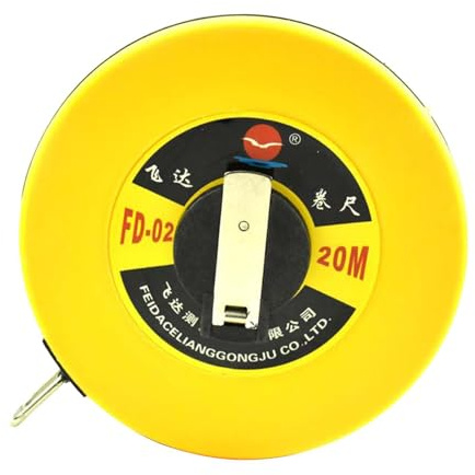 lmoikesz Mètre ruban souple et portable de 20 m (65 pi) de long, en fibre durable et non extensible. Pratique et long, il se rétracte en tournant un mécanisme à bascule.