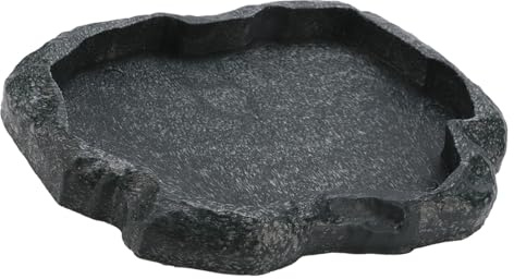 KIMISS Reptilvattenskål - Hållbar Stenmatarskål för och ödla - Idealisk matnings- och Dricklösning (Medium: Ca. 17,6 x 16,2 x 10 cm / 6,93,38)