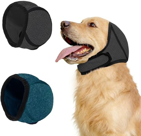 XSDSLS 2 copriorecchie per Cani, Cuffie antirumore per Cani, Impermeabili e Regolabili, per la toelettatura in Bagno, con Motivo a Tuono e fuochi d'artificio (Grigio + Verde Scuro, L)