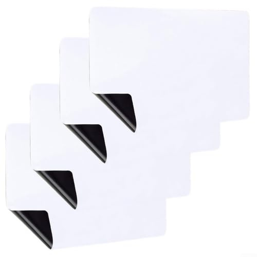 Hasaller Paquete de 4 hojas magnéticas de película para pizarra blanca de 11.7 x 8.3 pulgadas, calcomanías de borrado en seco para refrigerador, hogar, oficina, aula, calendario de notas
