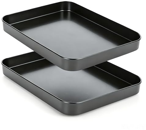 YYTECH 2 Pièces Plaque De Cuisson Four, Plaque Four Universelle, Plat Four Rectangulaire, Plaque Patisserie, Pour brownies, lasagnes, résistantes à la rouille, revêtement anti 25 x 18,5 x 2,5 cm