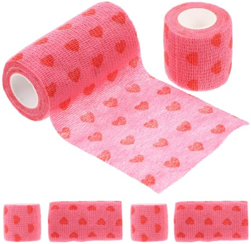 SHINYPASING 6 Rolls High Elasticity Breathable Pink Athletic Tape Rolls, Self-Adhesive Non-Woven Cloth Bandages for Sports Protection, Easy to Carry and Protective Sports Wrapping Bandages