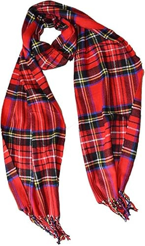 Italienischer Designer-Schottenkaro-Schal mit Schottenmuster ROT - Tartan Schals für Männer, Frauen