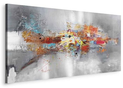 murando - Quadro Astratto 60x30 cm 1 Pezzo Stampa su Tela Strutturata XXL Quadri Moderni Murale Arte Moderno Grafica Decorazioni da Parete Pittura Immagini Decori grigio colorato a-A-0415-b-a