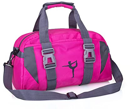 Sport gymväskor för kvinnor yogaväska balettdans duffelväska för flickor övernattningsväskor för flickor helgväskor, Rosa, S, Handbagage storlek