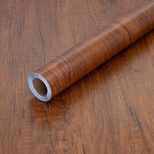 Decoroom Peel and Stick Wood Grain Contact Paper 17.71x118 Brown Wooden Look Wall Paper Self-Adhesive Wood Wallpaper Removable Vinyl Film Easy to Apply for Old Furniture Kitchen Cabinets Countertop