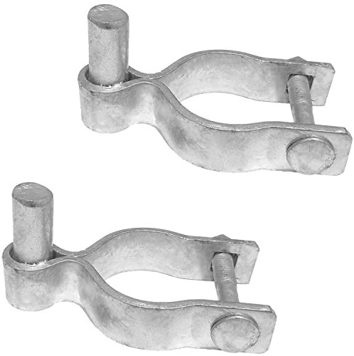 1-5/8 Chain Link Fence Gate Post Hinge - Use for 1-5/8 Outside Diameter Post/Pipe - Galvanized Chain Link Post Gate Hinge - Nut/Bolt Included for Hinge - 2 Pack
