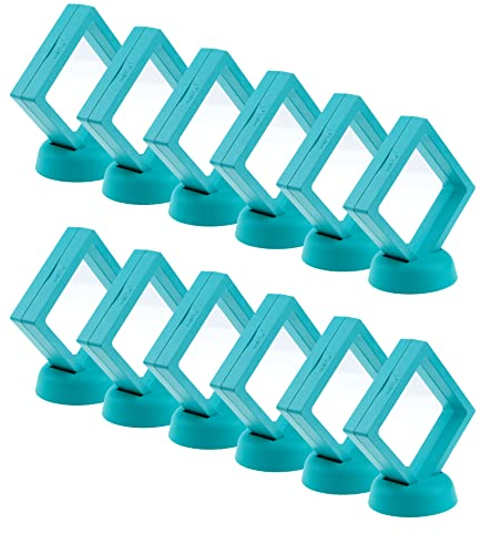 Coshar 12 marcos flotantes 3D de color verde, con soportes, para monedas, joyas, piedras preciosas, coleccionables, recuerdos [2.8 x 2.8 x 0.8 pulgadas]