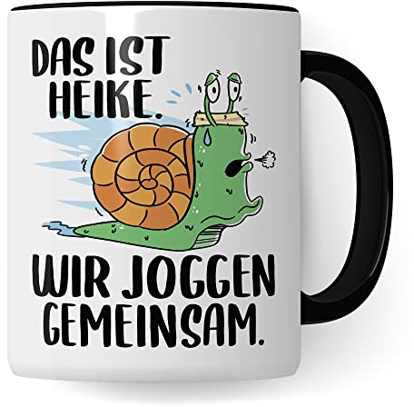 Tasse lustig Humorvolle Kaffeetasse mit Spruch Kaffee-Becher Witz Schnecke Joggen Spruch Geschenk-Idee