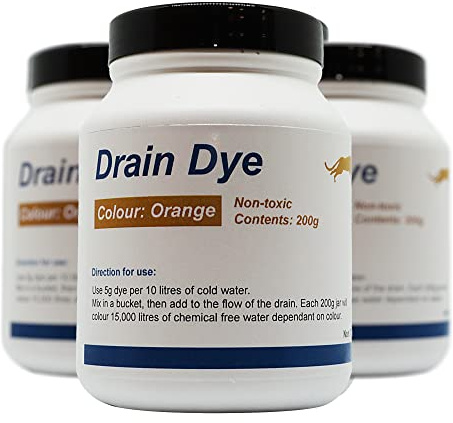 Teinture traceur pour détection de fuite 200 gr - Teinture pour la détection des fuites piscine - liquide détecteur de fuites - Très efficace, utilisation très simple (Orange)