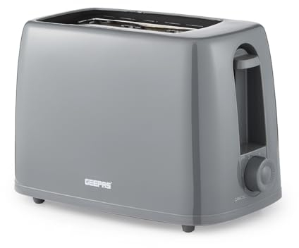 GEEPAS 2 Slice Toaster | 6 Browning Levels with Cancel Function | For Thin Small Bread Slice, Removable Crumb Tray Cool Touch Housing High Lift | Space-Saving Design | 1 Yr Warranty 650W Grey