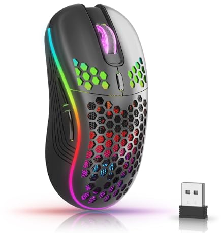 AVMTON Kabellose Gaming Maus Aufladbar Mit Wabenstruktur, Bluetooth, USB - Für Freizeit Und Unterhaltung