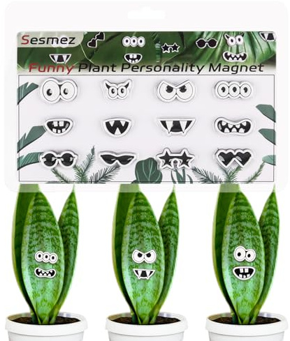 Plant Magnets Eyes for Potted Plants, Cute Plant Magnets Pins Charms, Funny House Plant Accessories for Plant Lovers, Set of 12 Plant Personality Magnets Decor