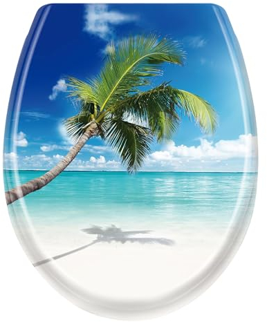 TRMLBE Toilettendeckel WC Sitz mit Absenkautomatik Toilettensitze Hochwertiger mit Quick-Release Funktion Toilettensitz Klodeckel Klobrille Toilet Seat WC Deckel, Meeresufer