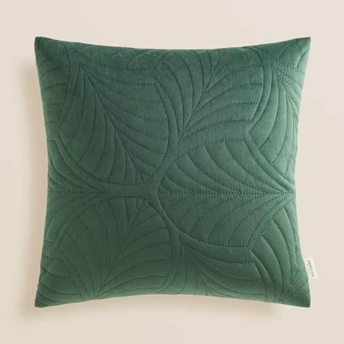 ROOM99 Feel 45 x 45 cm Zierkissenbezüg Kissenbezüg Kissenhüll Dekorative Dekokissen Wurfkissenbezug Deko Aesthetic Modern Schlafzimmer Wohnzimmer Velvet Samt Dunkelgrün,1 Stück