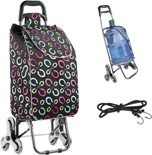 Leichter Treppensteiger-Einkaufswagen, 6-Rad-Klapp-Einkaufswagen mit großem Fassungsvermögen, zusammenklappbare Einkaufstasche, wasserdicht, 40-Liter-Treppensteiger-Einkaufswagen (D)