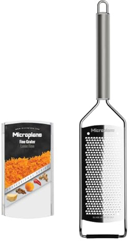 Microplane Professional Series Kitchen Grater new Fine for Hard Cheese, Citrus Fruits, Garlic, Chili, Cinnamon and Nutmeg with Stainless Steel Blades - Made in USA