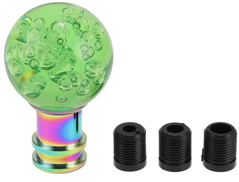 INFINAUTO Palanca De Cambios Para Coche 9Cm Universal Para Palanca De Cambios De Vehículos Automáticos Y Manuales Con 3 Adaptadores De Acrílico Verde 1 Juego