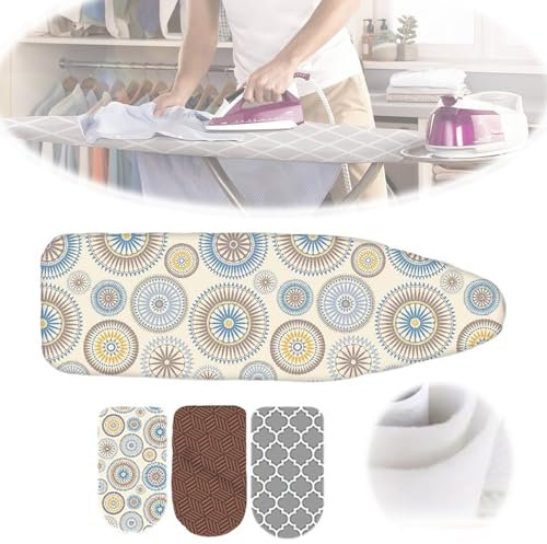 YCBTPS Copriasse da Stiro, Copri ASSE da Stiro 80x30 90x33 100x33 110x35 120x40cm Dimensioni Standard Fodera per ASSE da Stiro in Cotone, Termoriflettente(Rose,38x13in/97x33cm)