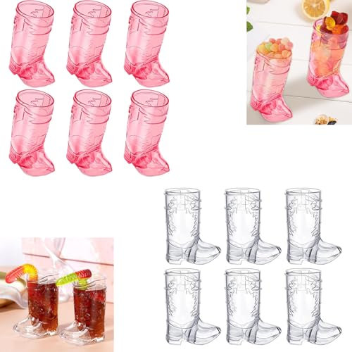 SKJAXF 12pcs Plastic Cowboy Boot Shot Glasses, Funny Shot Glasses for Bachelorette Theme Party Supplies, Wedding Decorations