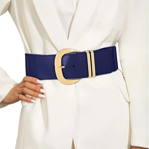 JasGood Damen Breiter Gürtel Elastischer Taillengürtel für Kleider Stretchy Gürtel Hüftgürtel Goldener Schnalle Gürtel für Damen