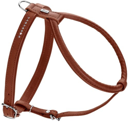 Hunter Hundegeschirr Round & Soft Canadian UP, Farbe: Cognac, weiches, geschmeidiges Leder, rundgenäht, fellschonend, nachhaltig, Made in Germany, Größe: S/2