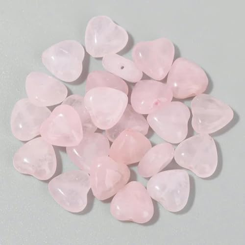 Viojrlly 10 Pezzi Quarzo Rosa Pietra Naturale Set, Portafortuna a Forma di Cuore Gemma Pietre, Decorazione di Energia Spirituale per Donne Reiki Divinazione Meditazione Cristallo Spa Pietra Energetica