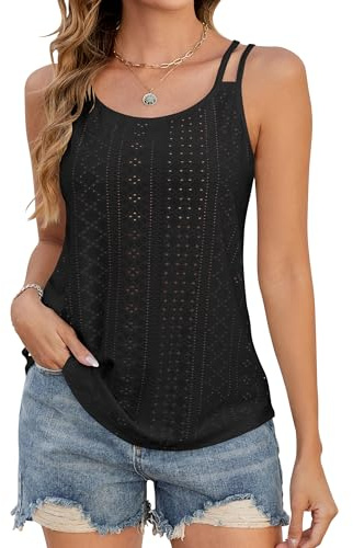 StylSense Tank Top Damen Sommer Tanktops Frauen Ärmellos Tshirt Oberteile Elegant Spaghetti Cami Bluse Locker