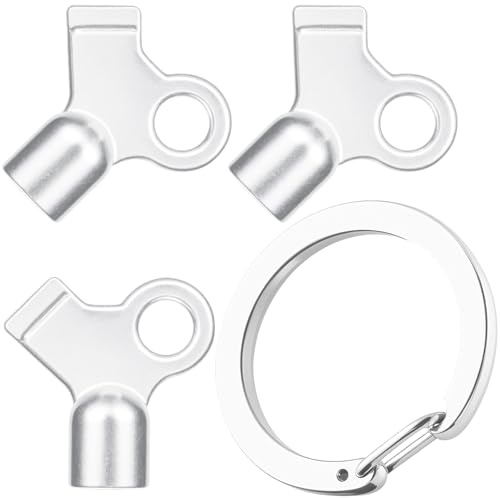 SmallCat 3pcs Radiator Key with Key Ring, Metal Radiator Bleed Key, 0.19in Radiator Keys for Bleeding Old Home Radiator- Silver