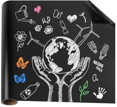 Blackboard Film Magnetic Self-Adhesive 40 x 60 cm Chalkboard Small Black Self-Adhesive Wipe Clean Chalk Film for Schools Offices Writing or Crafts