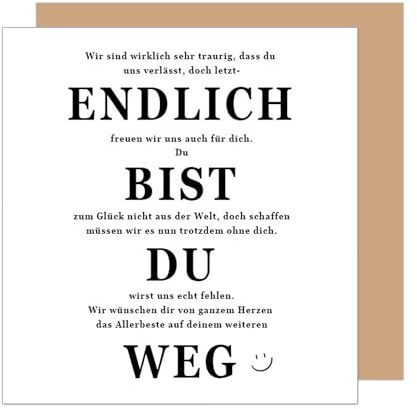 Edition Seidel Premium quadratische Glückwunschkarte zum Abschied mit Umschlag. Abschiedskarte mit Spruch für Frau Mann Kollegin Kollege Pension Abschied Rente Ruhe (ASQ111 SW025)