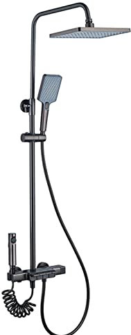 DXEMRQPB Sistema Doccia a Vista, Set Rubinetto Doccia con Tasti di Pianoforte, soffione Doccia a Pioggia con doccetta, beccuccio per Vasca, spruzzatore per Bidet, Miscelatore per Doccia e v