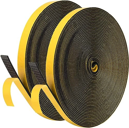 UPSEN Sealing Tape for Doors Windows, 6 mm (W) x 1.5 mm (D)/20 m Door Seal, Self-Adhesive Window Seal, Anti-Collision Rubber Foam Seal Strips, Sound Insulation, Sealing Tape, Self-Adhesive, Black