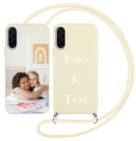 Yoedge Handykette Personalisierte Handyhülle für Samsung Galaxy A36 Beige Hülle mit Band Kordel 6,64, Selbst Gestalten Personalisiert mit Foto Bild Text Schutzhülle Cover für Samsung A36 Case