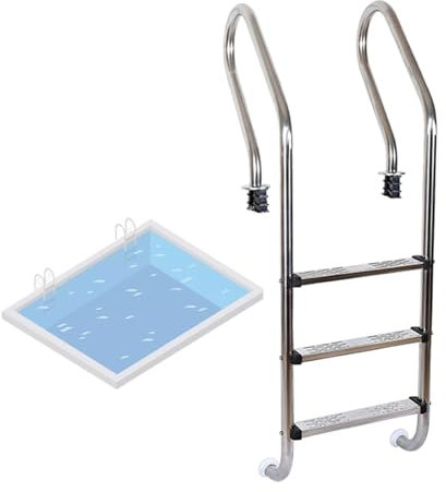 2/3-Steps Pool Ladder,Stainless Steel In-Pool Stair,Preventing Slips Steps Ladder,for Pools of Any Indoor and Outdoor,Bearing Weight 250kg(3 steps)