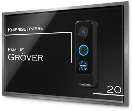 Exklusives Klingelschild für UniFi Protect G4 Pro – Edelstahl-Acryl Design – Graviertes Namensschild für smarte Türklingeln – Langlebig, personalisiert & wetterfest
