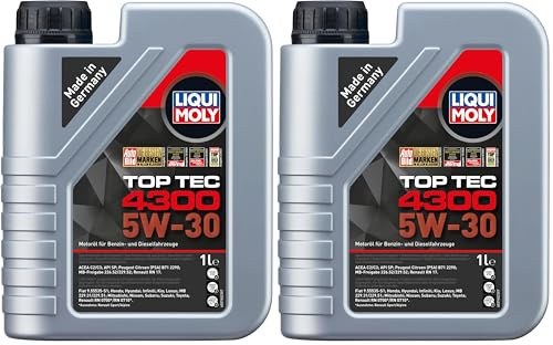 LIQUI MOLY Top Tec 4300 5W-30 | 1 L | Synthesetechnologie Motoröl | Art.-Nr.: 3740 (Packung mit 2)