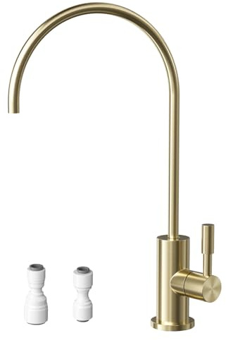 Poveta Grifo Osmosis Inversa, Grifo Cocina Para Agua Potable, Grifos Cocina Fregadero De Acero Inoxidable Para Sistemas De Ósmosis Inversa O Filtración De Agua, Grifo Sin Plomo, Dorado Cepillado