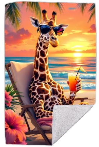 RPLUS Strandtuch Giraffe 70x140 cm Baumwolle – Handtuch personalisiert | Saugfähiges Badetuch mit oder ohne Namen/Text | Druck in lebendigen Farben