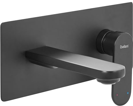 Grifo monomando de latón empotrado para lavabo en pared negro Chungara