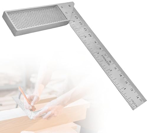 Équerre De Menuisier Multifonction En Acier Inoxydable 150mm – Équerre 90° Avec Butée Et Règle Graduée Pour Mesure Précise, Règle Graduée Métal Travail Du Bois, Atelier, Mécanique Et Bricolage